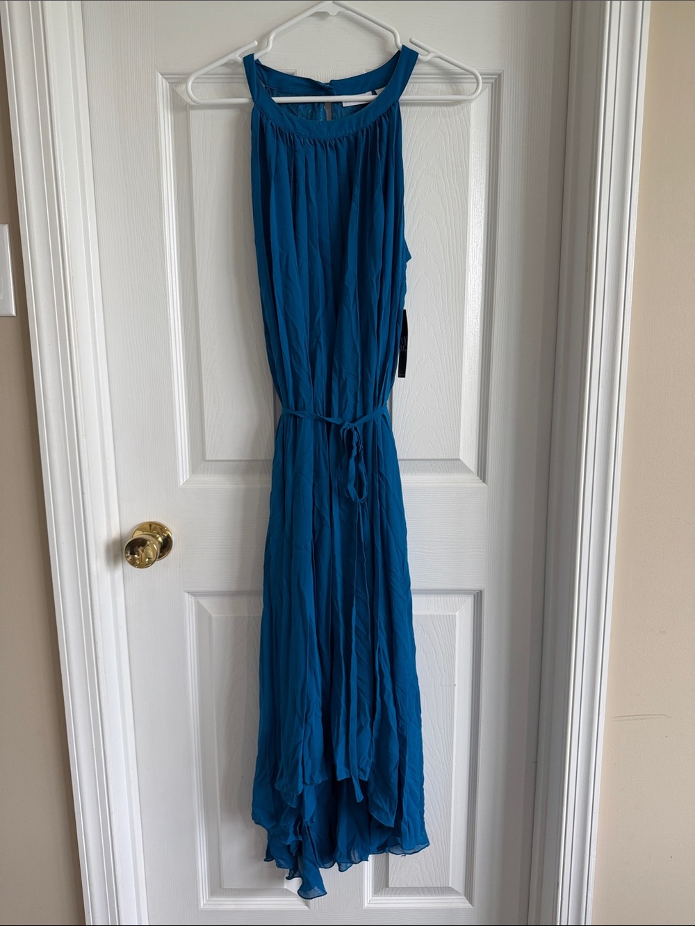 NWT New York & Company Teal Blue Sleeveless High-Low Maxi Dress